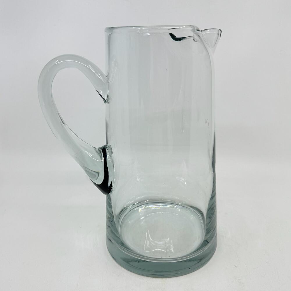 Vintage MCM Hand Blown Clear Glass Pitcher